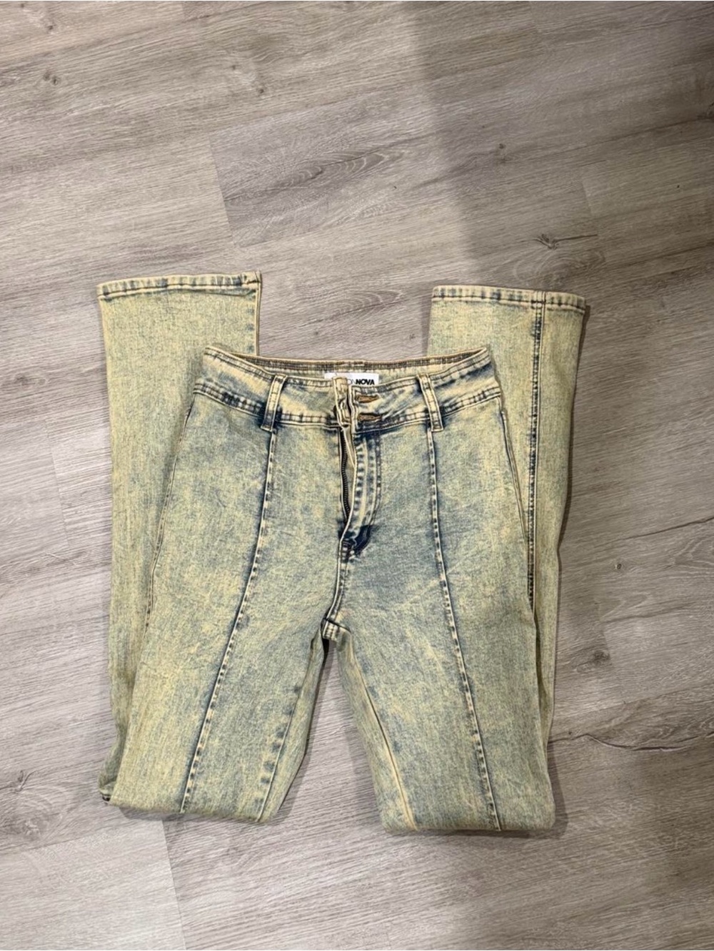 Fashion Nova Acid Wash Bootcut Jeans - Light Blue